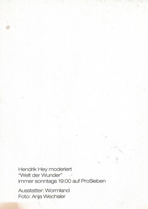 Autogramm TV | PRO7 | Hendrik HEY | 2000er "Welt Der Wunder." (Portrait Color Wechsler)