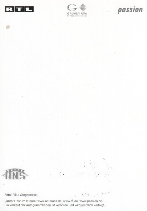 Autogramm TV | RTL | Andreas ZIMMERMANN | 2010 "Unter Uns" (Portrait Color Gregorowius)