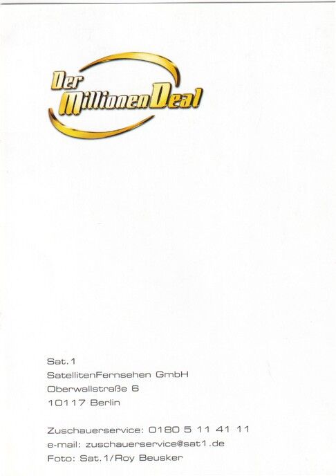 Autogramm TV | SAT1 | Linda DE MOL | 2004 "Millionendeal" (Portrait Color Beusker)