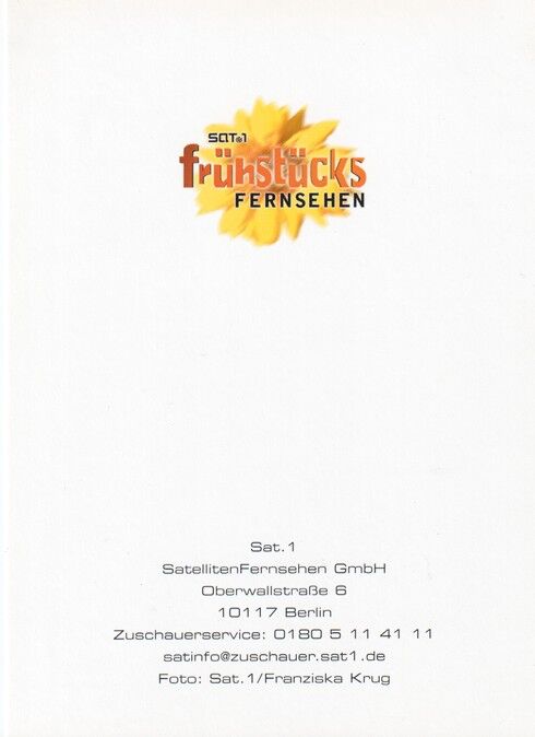 Autogramm TV | SAT1 | Sibylle WEISCHENBERG | 2000er Druck "Frühstücksfernsehen" (Portrait Color Krug)