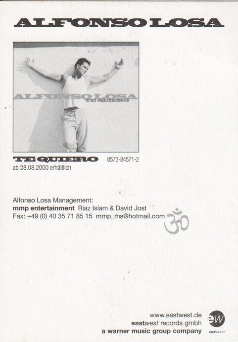 Autogramm Pop | Alfonso LOSA | 2000 "Te Quiero" (Portrait SW EastWest)