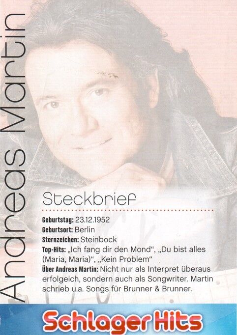 Autogramm Schlager | Andreas MARTIN | 2000er (Portrait Color) SchlagerHits