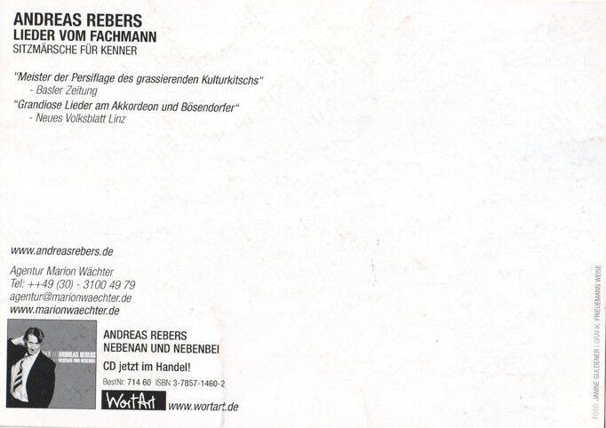 Autogramm Kabarett | Andreas REBERS | 2005 "Lieber Vom Fachmann" (Portrait SW WordArt)