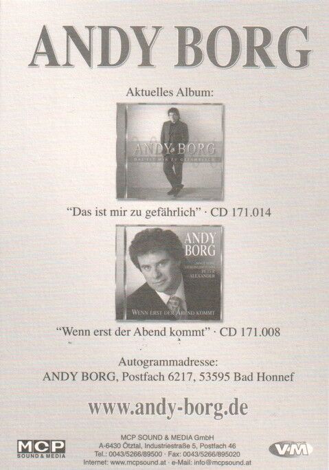 Autogramm Schlager | Andy BORG | 2007 "Das Ist Mir Zu Gefährlich" (Portrait Color MCP VM)
