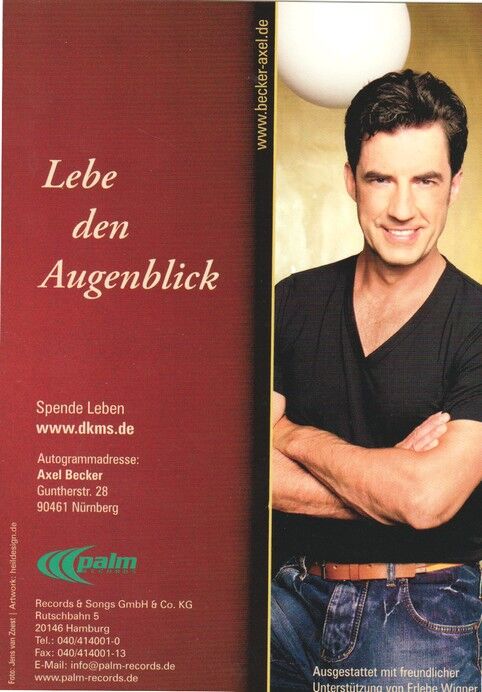 Autogramm Schlager | Axel BECKER | 2000er (Portrait Color Palm) DKMS