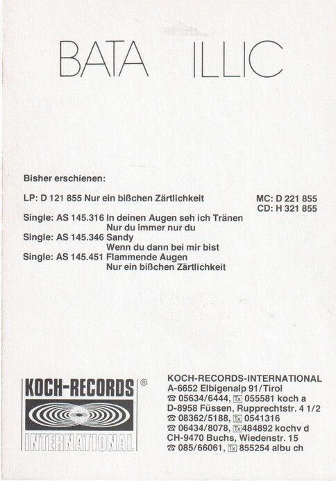 Autogramm Schlager | Bata ILLIC | 1987 "Bisschen Zärtlichkeit" (Portrait Color Koch)