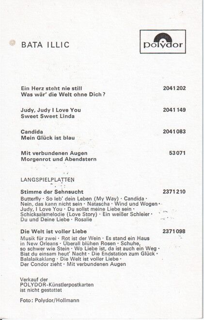 Autogramm Schlager | Bata ILLIC | 1971 "Stimme Der Sehnsucht" (Portrait Color Polydor)