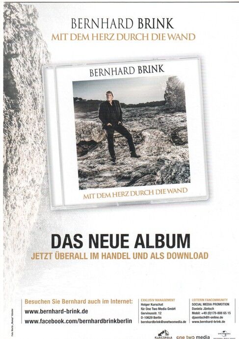 Autogramm Schlager | Bernhard BRINK | 2017 "Mit Dem Herz" (Portrait Color Electrola)