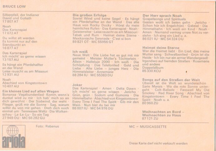 Autogramm Schlager | Bruce LOW | 1978 "Silberpfeil" (Portrait Color Ariola)