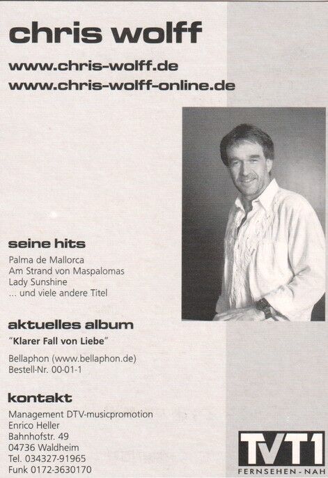 Autogramm Schlager | Chris WOLFF | 2000 "Klarer Fall Von Liebe" (Portrait Color DVT)