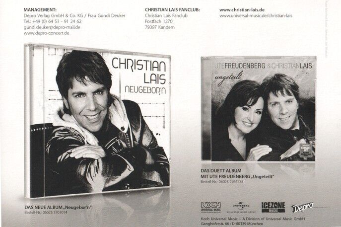 Autogramm Schlager | Christian LAIS | 2012 "Neugeborn" (Portrait Color Universal)