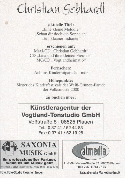 Autogramm Schlager | Christian GEBHARDT | 2000er (Portrait Color) KINDERSTAR