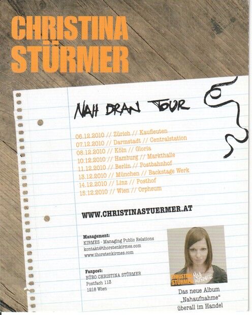 Autogramm Pop | Oliver VARGA | 2010 "Nah Dran Tour" (Portrait Color)
