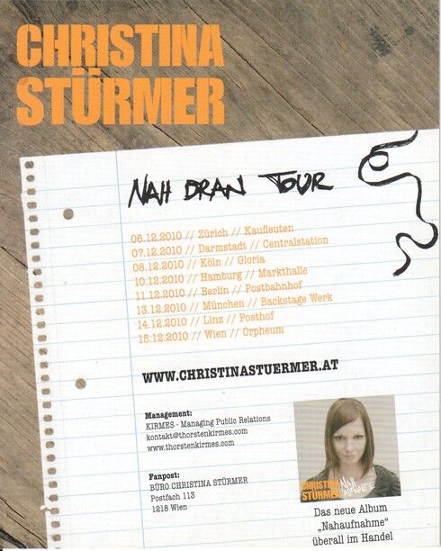 Autogramm Pop | Gwenael DAMMAN | 2010 "Nah Dran Tour" (Portrait Color)