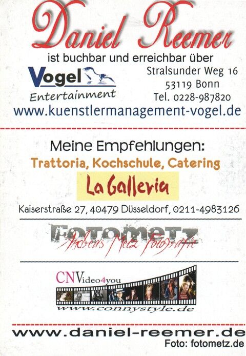 Autogramm Schlager | Daniel REEMER | 2000er (Portrait Color Vogel)
