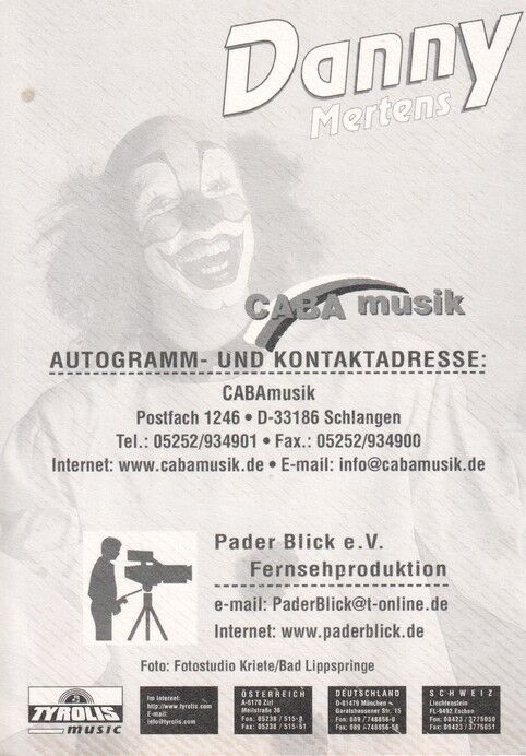 Autogramm Schlager | Danny MERTENS | 2000er (Portrait Color Tyrolis)