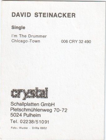 Autogramm Pop | David STEINACKER | 1977 "I´m The Drummer" (Portrait SW Crystal)