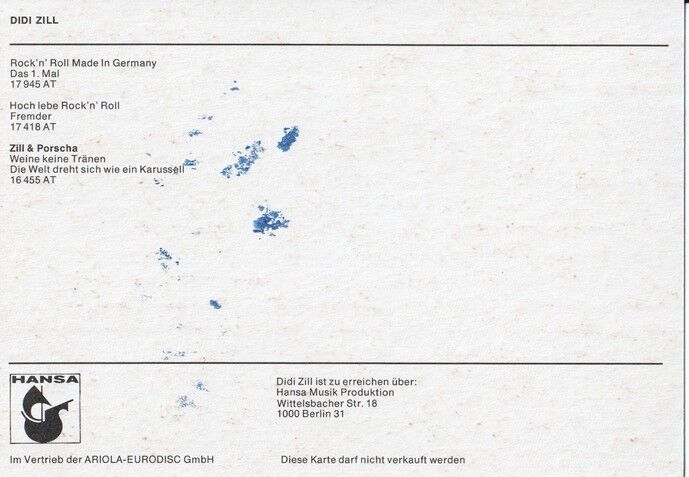Autogramm Rock | Didi ZILL | 1977 "Made In Germany" (Portrait SW Hansa)