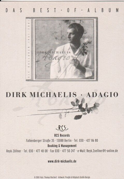 Autogramm Rock | Dirk MICHAELIS | 2001 "Adagio" (Portrait SW RCS)