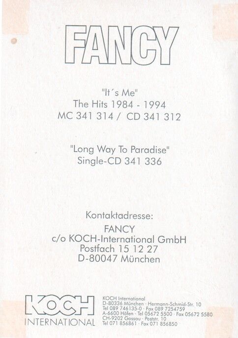 Autogramm Pop | FANCY | 1994 "It´s Me" (Portrait Color Koch)