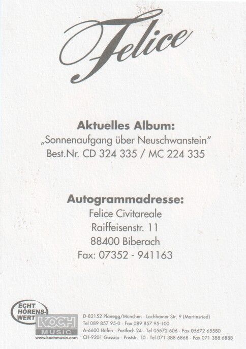 Autogramm Trompete | FELICE | 1999 "Sonnenaufgang Neuschwanstein" (Portrait Color Koch)
