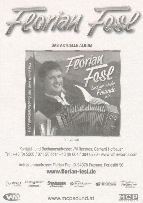 Autogramm Akkordeon | Florian FESL | 2010 "Lass Uns Wieder" (Portrait Color VM)