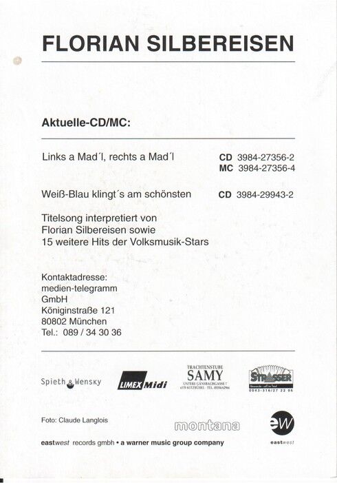 Autogramm Volksmusik | Florian SILBEREISEN | 1999 "Links A Madl" (Portrait Color EW)