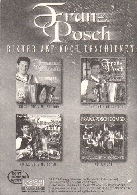 Autogramm Volksmusik | Franz POSCH | 2000 "Harmonika-Schmankerl" (Portrait Color Koch)