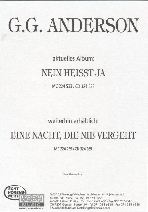 Autogramm Schlager | G. G. ANDERSON | 2000 "Nein Heisst Ja" (Portrait Color Koch)