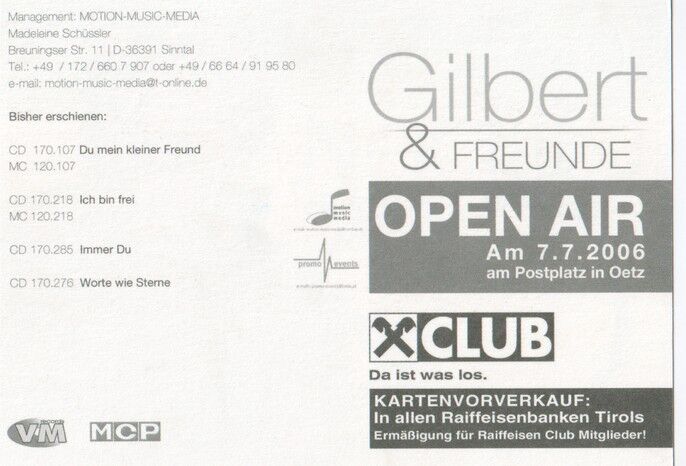 Autogramm Schlager | GILBERT | 2006 (Portrait Color VM MCP)