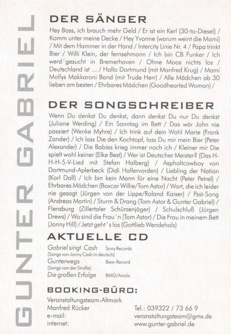 Autogramm Schlager | Gunter GABRIEL | 2010er (Portrait Color Scheiben)