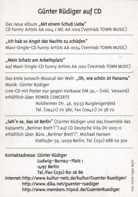Autogramm Musik | Günter RÜDIGER | 1999 "Mit Einem Schuss Liebe" (Portrait Color)