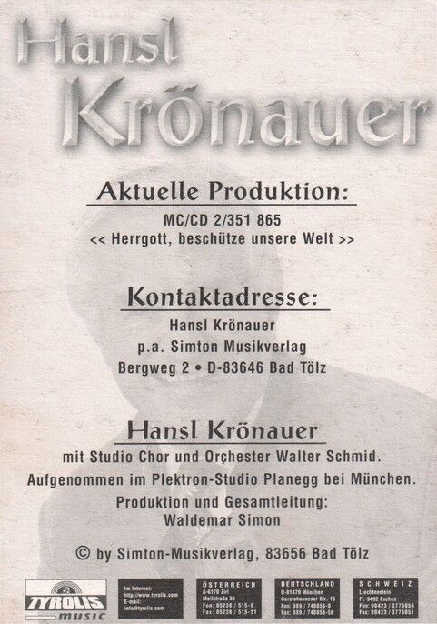Autogramm Volksmusik | Hansl KRÖNAUER | 2009 "Herrgott" (Portrait Color Tyrolis)