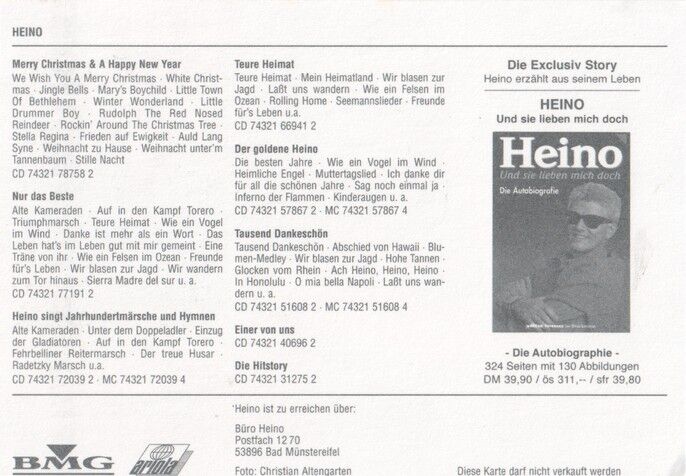 Autogramm Schlager | HEINO | 2000 "Merry Christmas" (Portrait Color BMG)