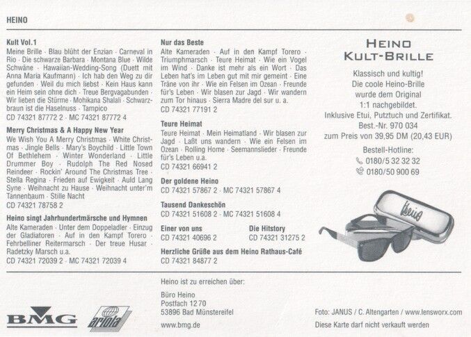 Autogramm Schlager | HEINO | 2001 "Kult Vol. 1" (Portrait Color BMG)