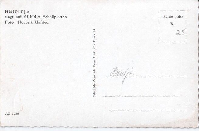 AK Schlager | HEINTJE | 1960er (Portrait SW Ariola) Unfried