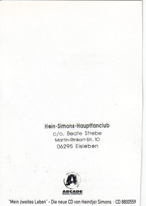 Autogramm Schlager | Heintje SIMONS | 1996 "Mein Zweites Leben" (Portrait SW Arcade)