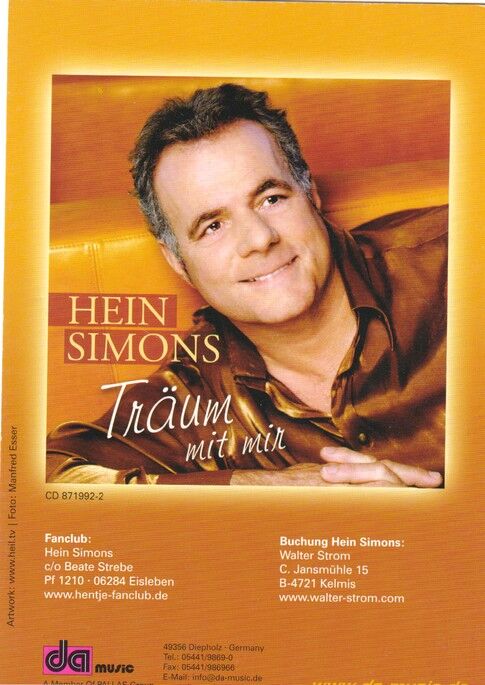 Autogramm Schlager | Heintje SIMONS | 2008 "Träum Mit Mir" (Portrait Color DA)
