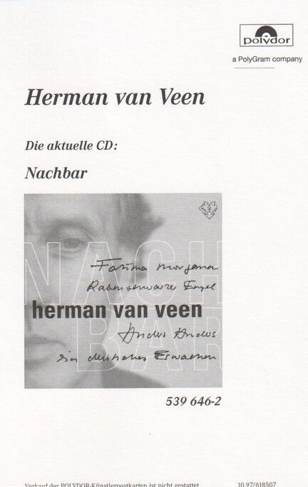 Autogramm Schlager | Herman VAN VEEN | 1997 "Nachbar" (Portrait SW Polydor)