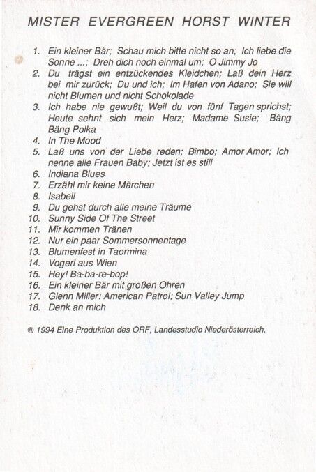 Autogramm Schlager | Horst WINTER | 1994 "Mister Evergreen" (Portrait Color ORF)