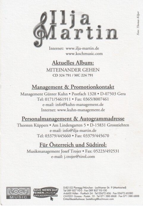Autogramm Klassik | Ilja MARTIN | 2001 "Miteinander Gehen" (Portrait Color Koch)