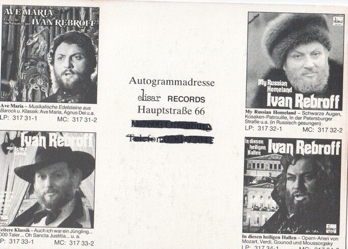 Autogramm Klassik | Ivan REBROFF | 1985 "In Diesen Heiligen Hallen"" (Portrait Color Elisar)