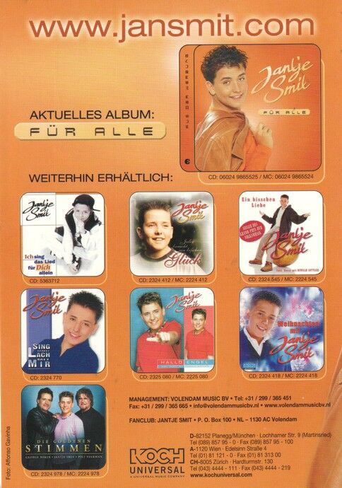 Autogramm Schlager | Jantje SMIT | 2003 "Für Alle" (Portrait Color Koch)