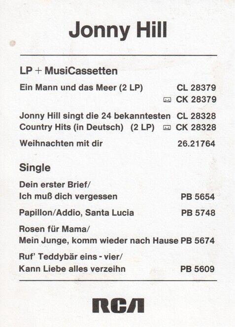 Autogramm Schlager | Jonny HILL | 1980 "Ein Mann Und Das Meer" (Portrait Color RCA)