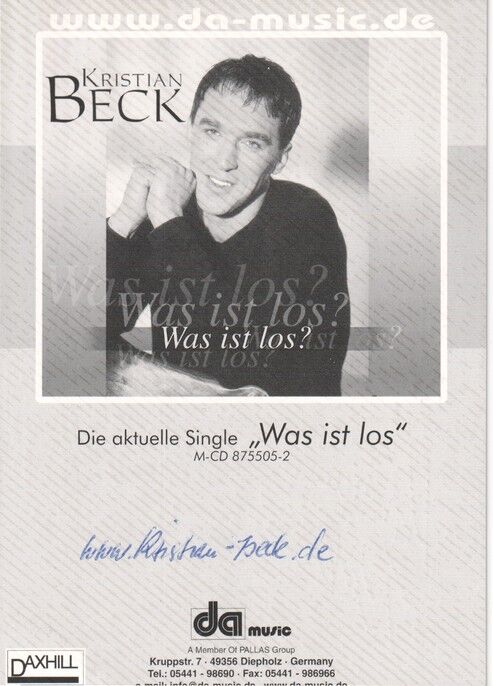 Autogramm Schlager | Kristian BECK | 2003 "Was Ist Los?" (Portrait Color DA)