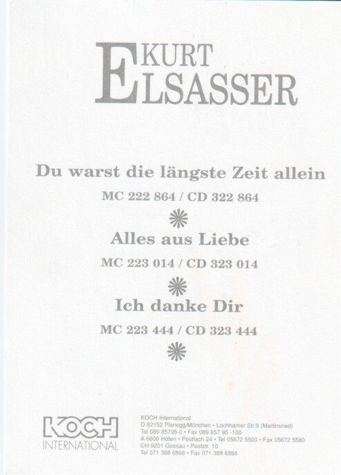 Autogramm Schlager | Kurt ELSASSER | 1997 "Tausend Wege" (Portrait Color Koch)