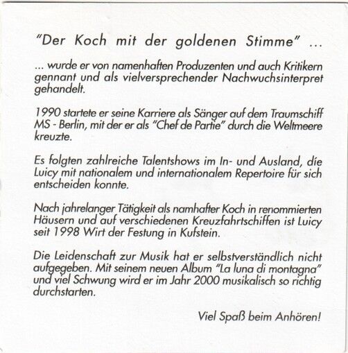 Autogramm Schlager | LUICY | 2000 "La Luna Di Montagna" (Portrait Color Tyrolis)