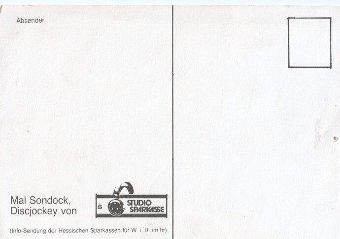 Autogramm TV | WDR | Mal SONDOCK | 1980er (Portrait Color Sparkasse)