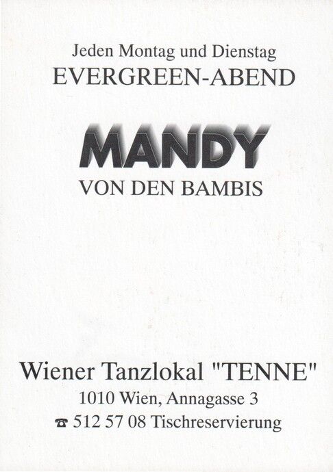 Autogramm Schlager | MANDY (Bambis) | 1990er (Portrait Color Tenne)