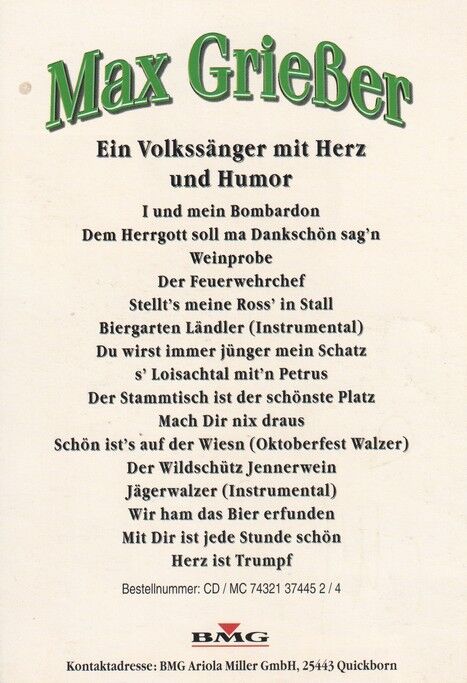 Autogramm Schauspieler | Max GRIESSER | 1990er (Portrait Color BMG)
